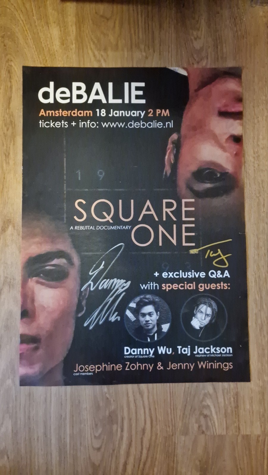 Promo poster Square One Michael Jackson docu gesigneerd Taj, Verzenden, Poster, Artwork of Schilderij, Gesigneerd