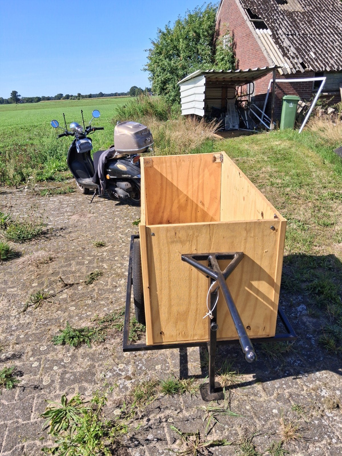 Stevige houten fietskar voor diverse doeleinden, Fietsen en Brommers, Fietsaccessoires | Aanhangers en Karren, Ophalen