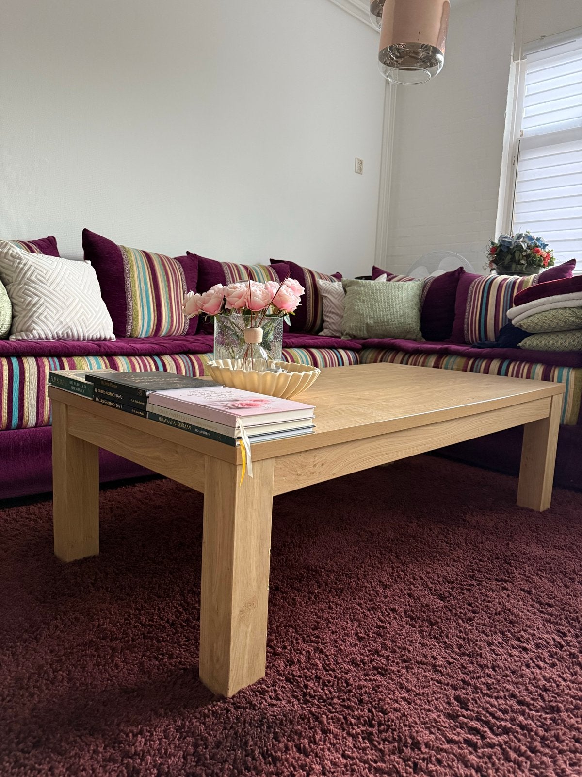 Houten salontafel - Eikenhout, Ophalen, Gebruikt, 100 tot 150 cm, Eikenhout