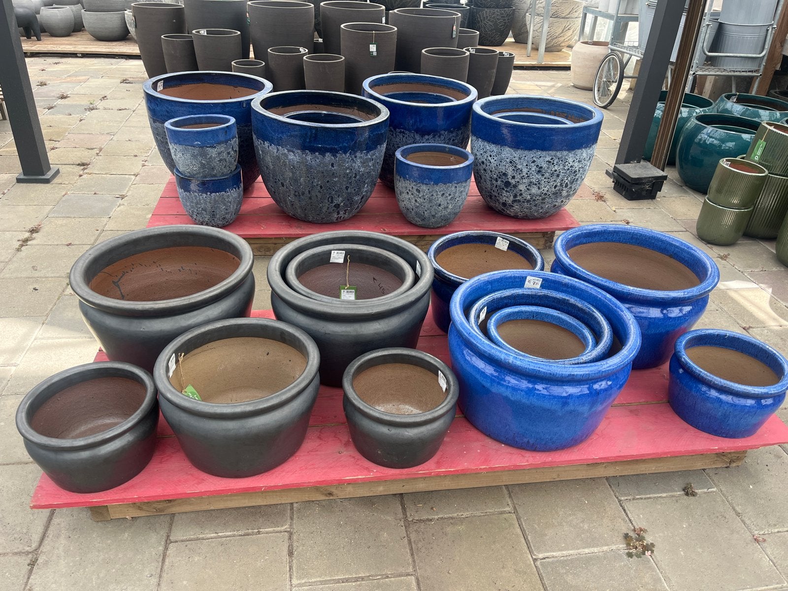 Diverse geglazuurde potten voor binnen en buiten, Tuin en Terras, Bloempotten, Gebruikt, 40 cm of meer, Rond, Binnen