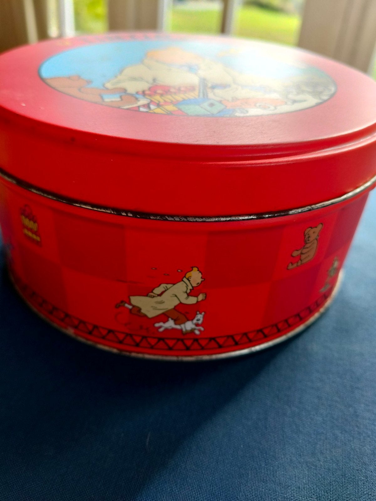 Vintage Kuifje Blikken Trommel - Decoratieve Opbergdoos, Verzamelen, Ophalen of Verzenden, Gebruikt