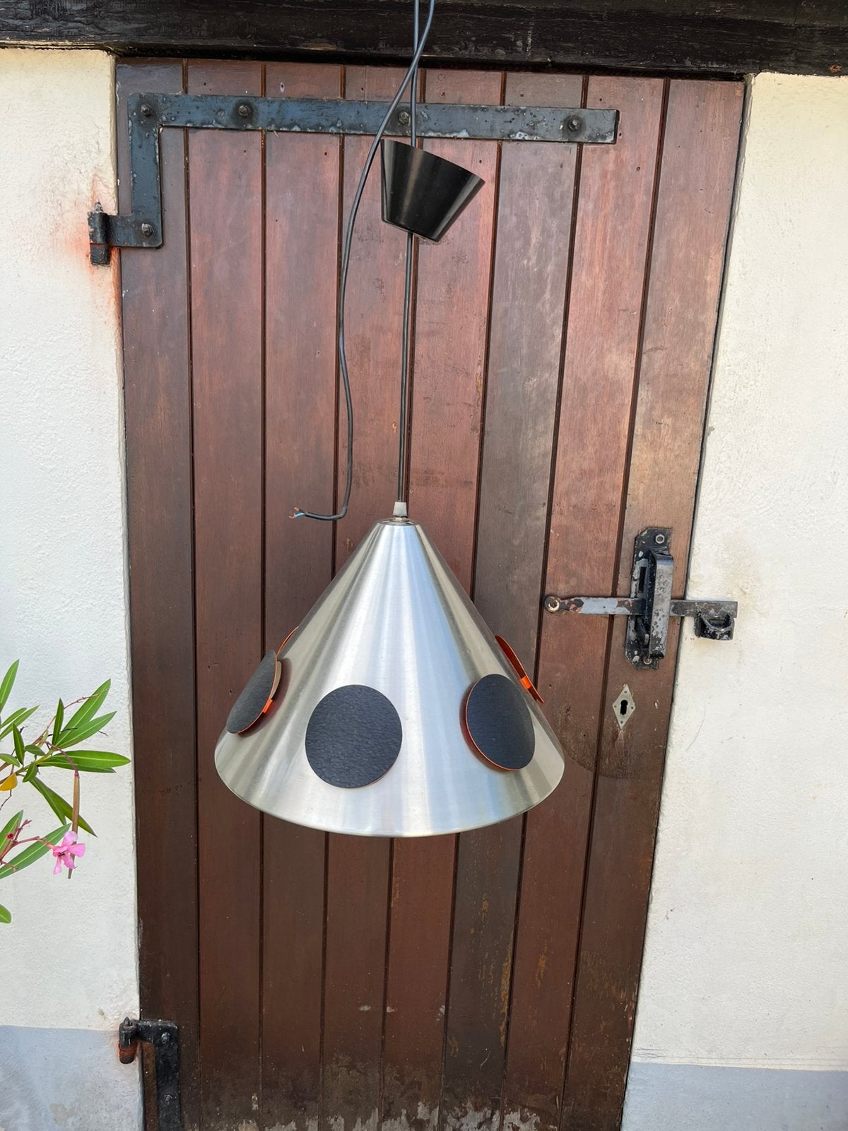 Hanglamp space age aluminium oranje jaren 60-70 Lakro €95, Ophalen of Verzenden