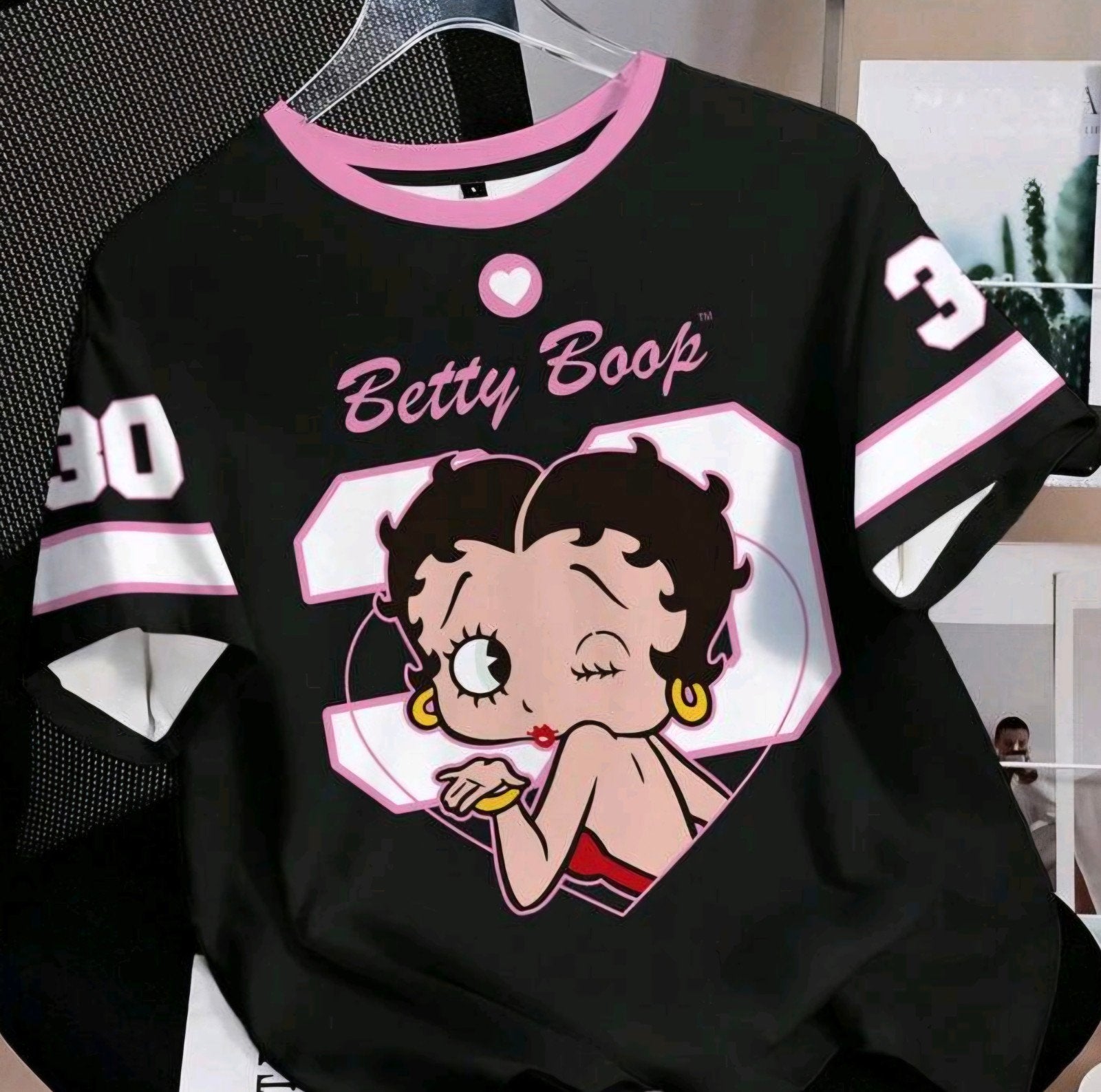 Betty Boop T-shirt Zwart Roze Maat L, Ophalen of Verzenden, Nieuw, Maat 42/44 (L), Korte mouw