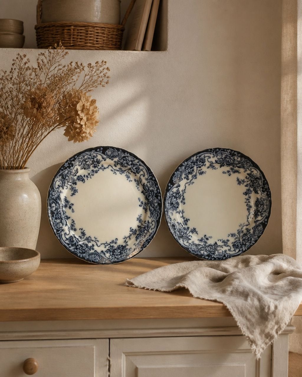 Set van 2 antieke 'Chatsworth' Flow Blue borden – ca. 1900, Ophalen of Verzenden