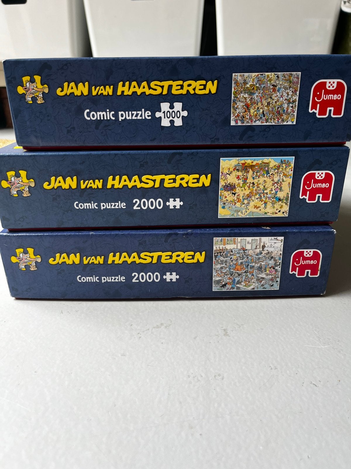 Jan van Haasteren puzzels: Zandsculpturen, Kattenshow, Kappe, Ophalen of Verzenden, Meer dan 1500 stukjes, Gebruikt, Legpuzzel