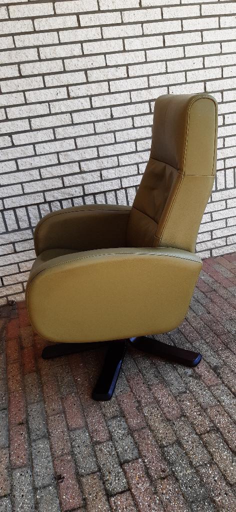 relax fauteuil draaibaar groen, Huis en Inrichting, Ophalen, Gebruikt, Minder dan 75 cm, Leer