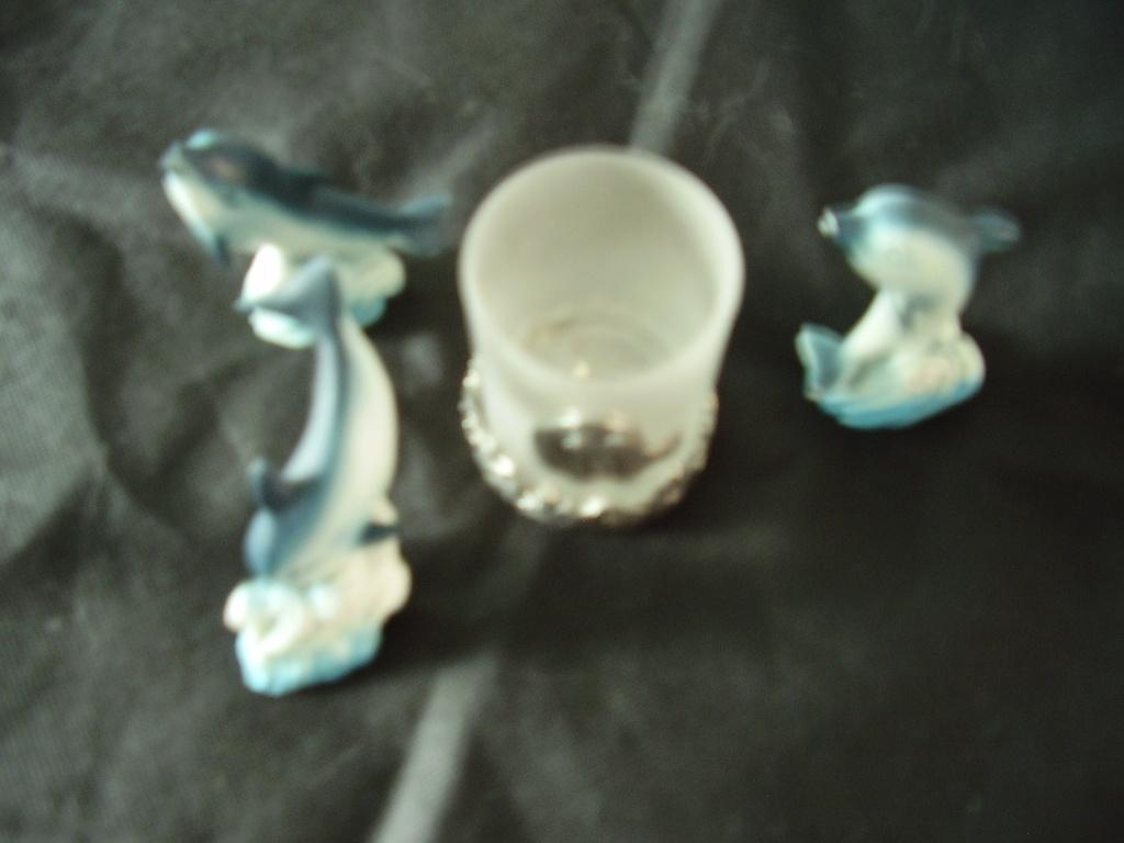 lepelvaas antiek vaas glas dolfijn aardewerk dier decoratie, Ophalen of Verzenden