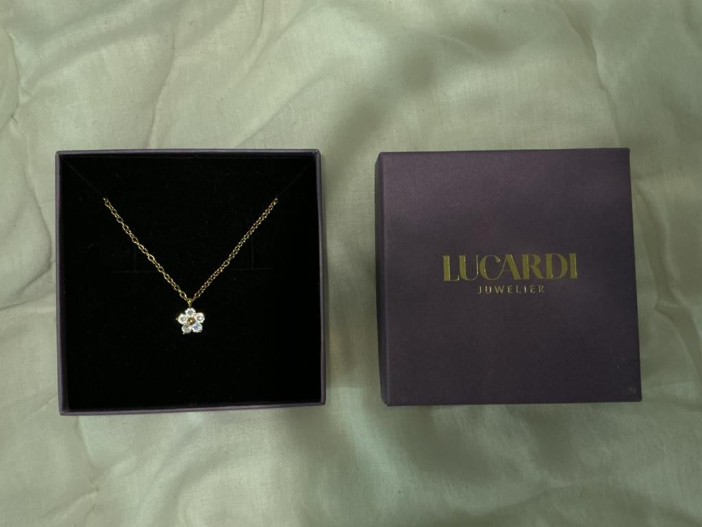 Nieuw Lucardi kettinkje met bloem hanger, Nieuw, Ophalen of Verzenden, Goud, Overige materialen