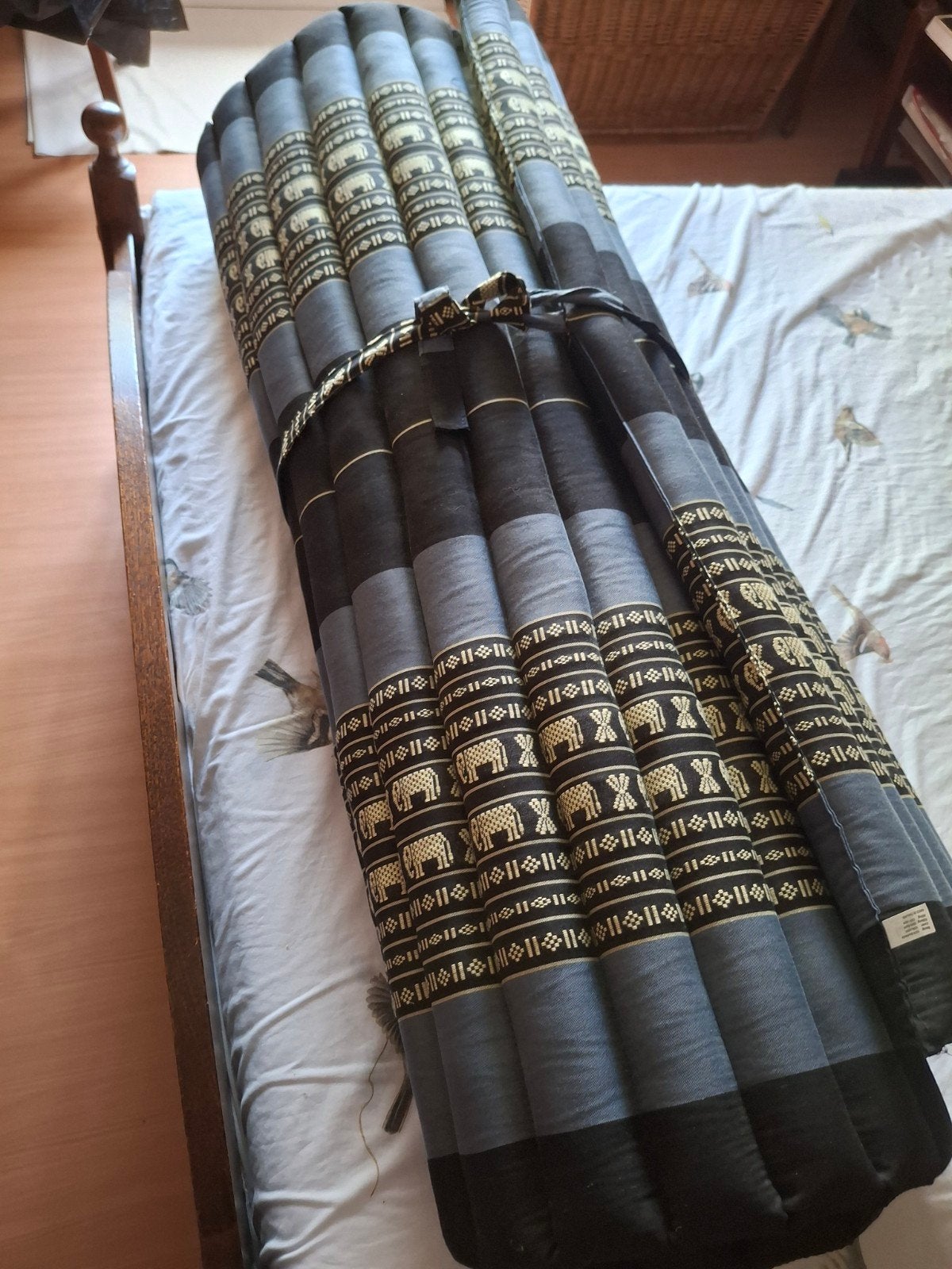 Kapok rolmat, 110 cm breed (Blauw/Olifant), Ophalen, 100 cm, Tweepersoons, Zo goed als nieuw