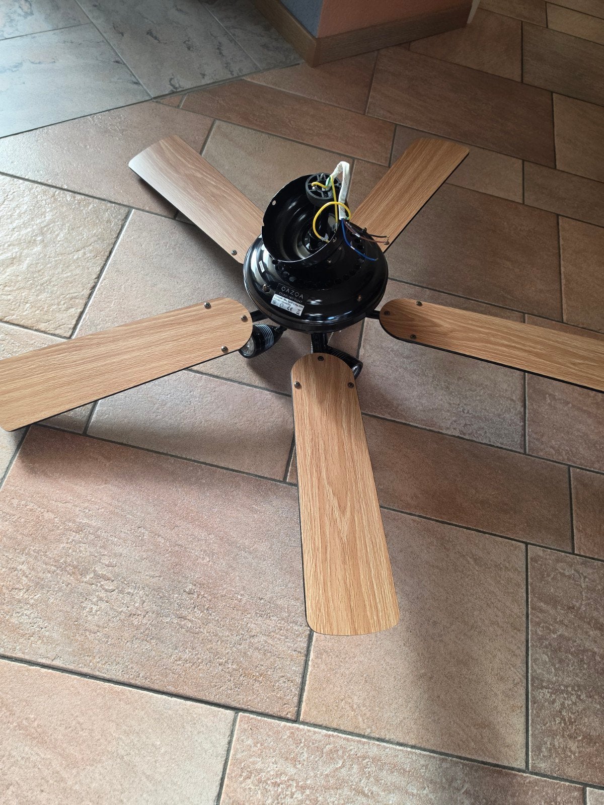 Plafondventilator met houten bladen - Zwart/Hout, Witgoed en Apparatuur, Ophalen