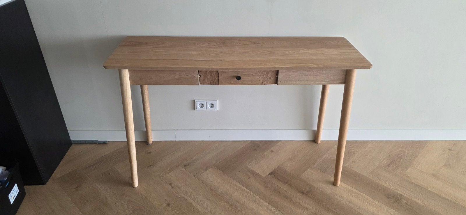 Houten bureau met lade - Modern en functioneel, Huis en Inrichting, Bureaus, Ophalen, Gebruikt, Bruin, Overige merken