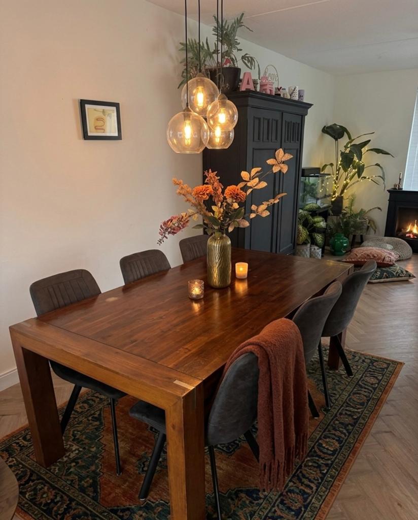 Robuuste eettafel kersenhout look – 190x100 6 personen, Huis en Inrichting, Tafels | Eettafels, Ophalen, 50 tot 100 cm, Zo goed als nieuw