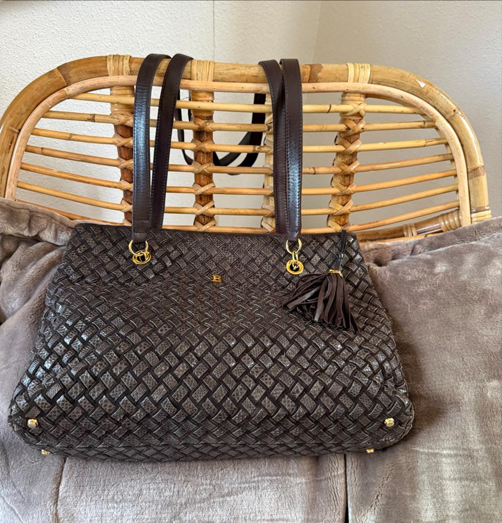 Bally Bruine Gevlochten Leren Schoudertas met Kwastje, Sieraden, Tassen en Uiterlijk, Tassen | Damestassen, Ophalen of Verzenden