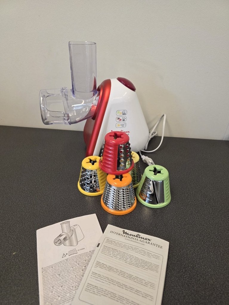 Moulinex Fresh Express DJ756G Snij- en Raspapparaat - 5-in-1, Minder dan 1 liter, Ophalen of Verzenden, Zo goed als nieuw, 1 snelheid