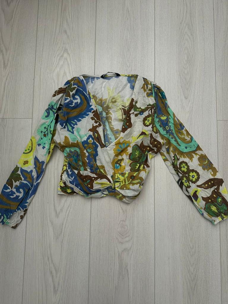 Zara blouse ( zomerse top shirt van de zara), Beige, Ophalen of Verzenden, Zo goed als nieuw, Lange mouw