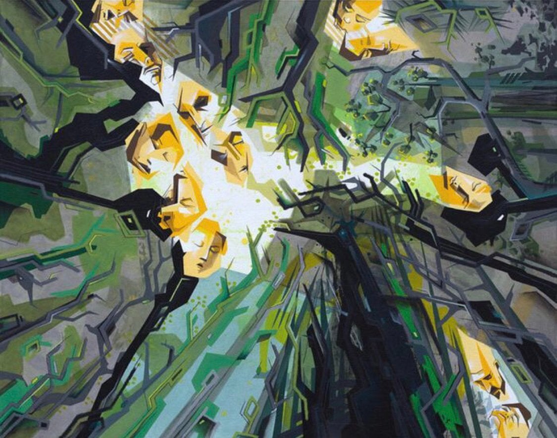 Schilderij Johanna Creutzburg, Forest, 2010, 100x75x2, Ophalen, Op houten frame, Textiel, Figuren