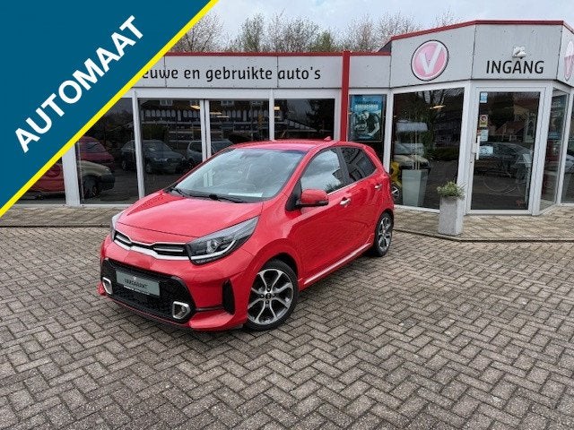Kia Picanto 1.2 GT-Line automaat, leer, navi, Auto's, Automaat, Dealer onderhouden, Gebruikt, Zwart