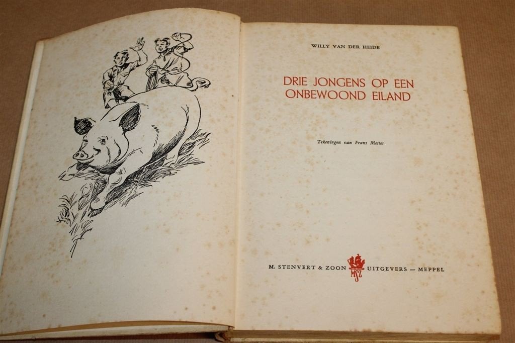 3 Jongens Onbewoond Eiland — vd Heide, Bob Evers 1e dr 1950, Ophalen of Verzenden, Gelezen