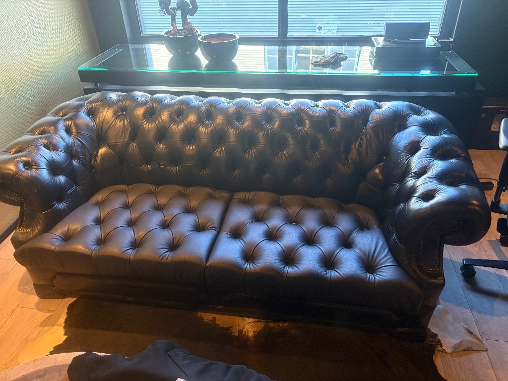 two tone Chesterfield stanley    3 zits, Ophalen, 75 tot 100 cm, Leer