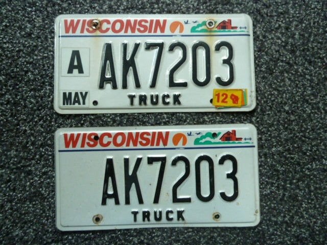 Paar USA License plate / kentekenplaten Wisconsin USA, Verzenden, Gebruikt, Auto's