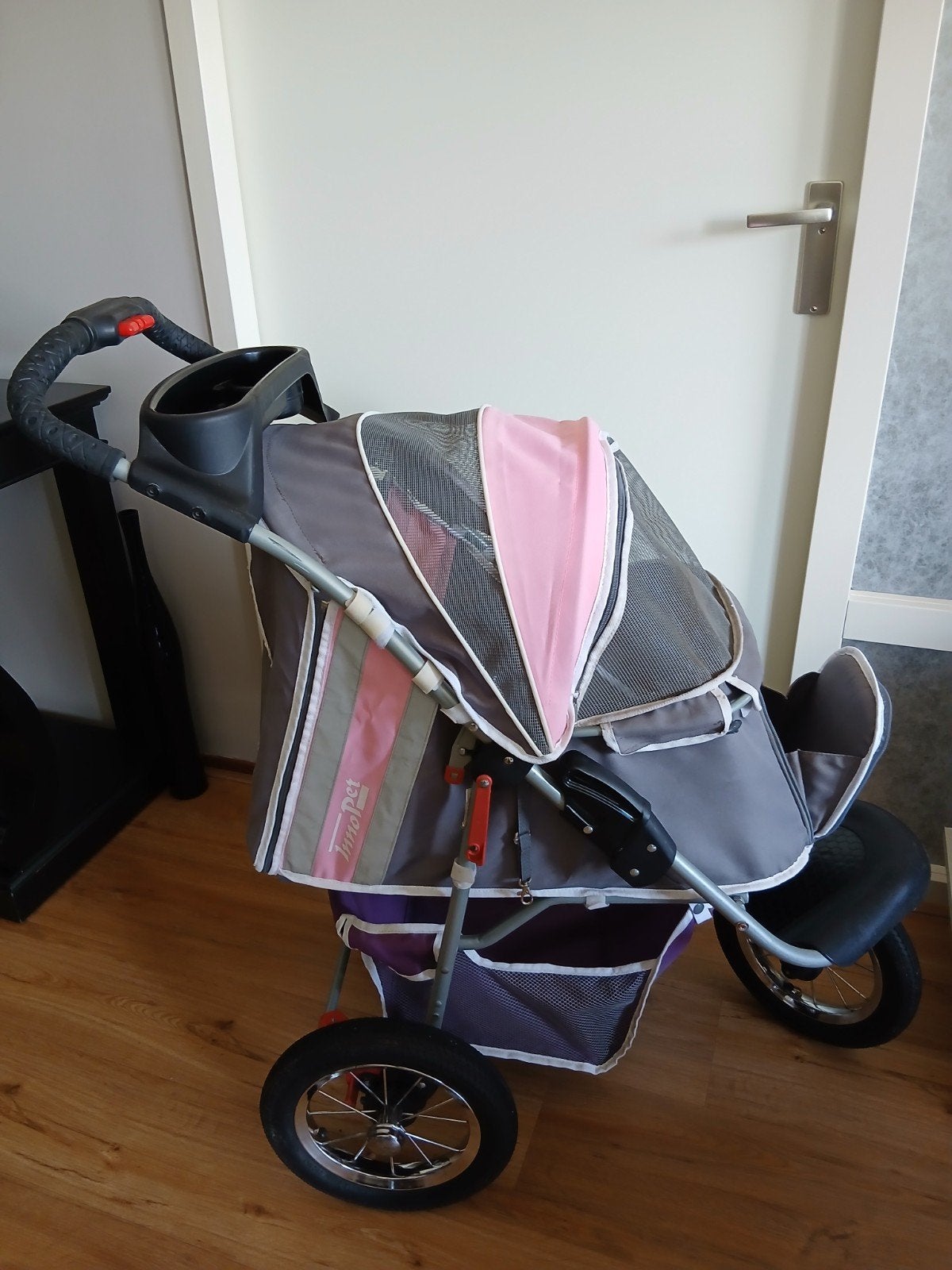 innopet hondenbuggy comfort grijs met rose izgs zie beschrij, Dieren en Toebehoren, Honden-accessoires, Ophalen, Gebruikt