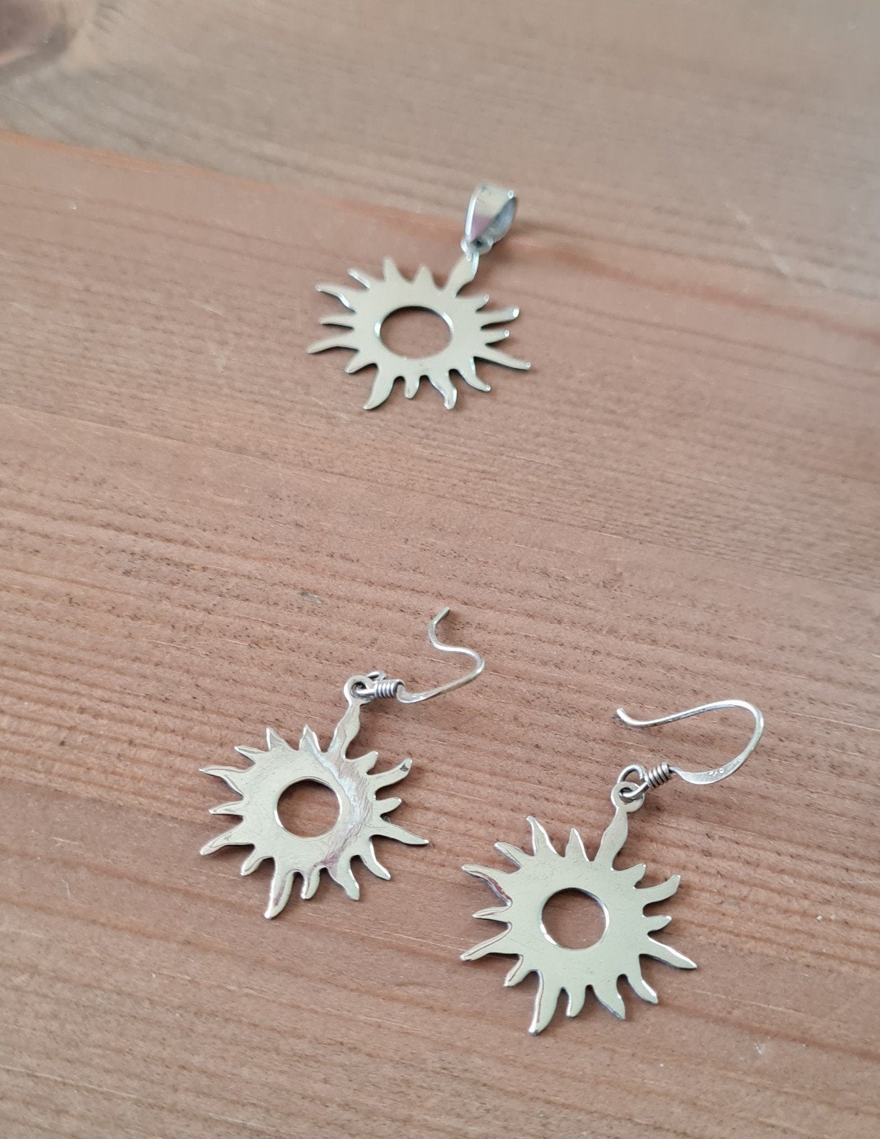 Zon hanger en oorbellen zilver 825., Ophalen of Verzenden, Zo goed als nieuw, Zilver, Zilver