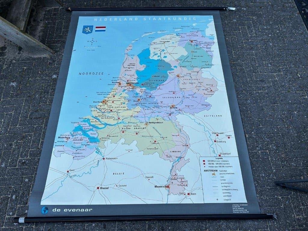 Nederland (wandkaart), Antiek en Kunst, Antiek | Schoolplaten, Ophalen of Verzenden, Natuur en Biologie