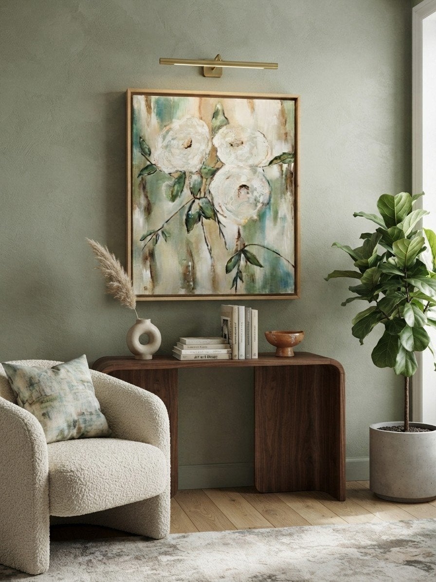 Uniek schilderij "White Roses" - Acryl & Olieverf op canvas, Ophalen, Gesigneerd, Gemengde techniek, Bloemen
