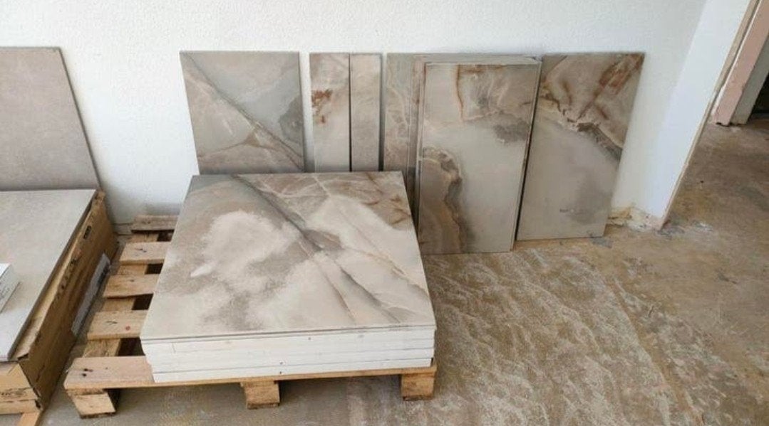 14 marmeren tegels, 60 x 60 cm, Doe-het-zelf en Verbouw, Tegels, Ophalen, 60 cm of meer, Nieuw, 10 m² of meer