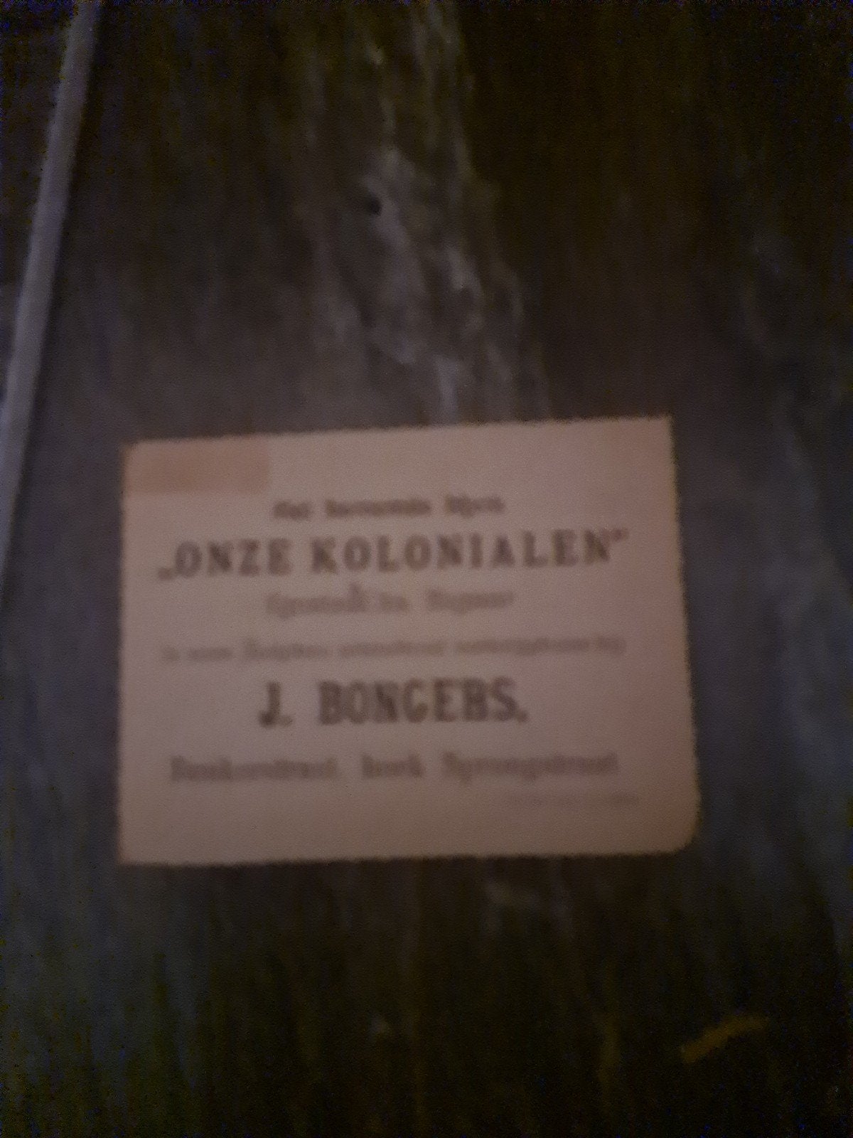 Oude reclamekaart "Onze Kolonialen" J. Bongers, Ophalen of Verzenden