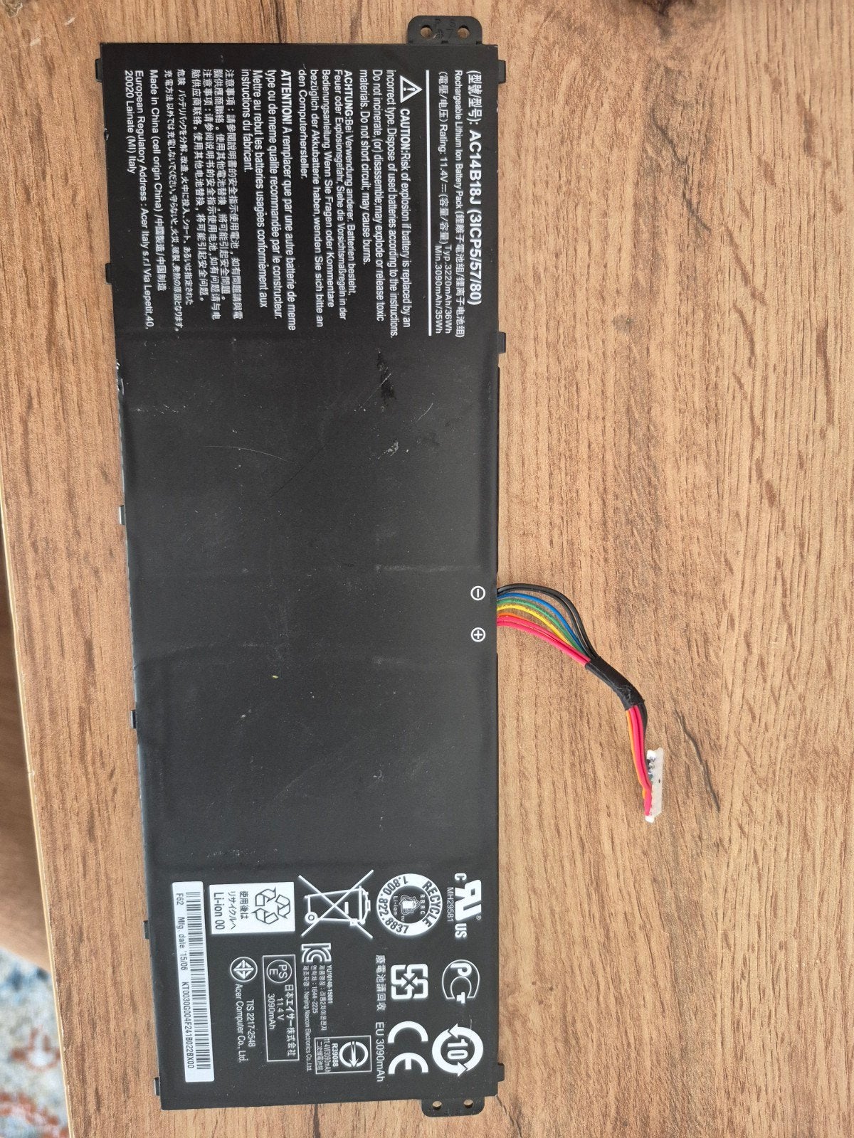 Acer AC14B18J Laptop Accu (3ICP5/57/80) - 3220mAh/35Wh, Ophalen of Verzenden, Gebruikt, Acer