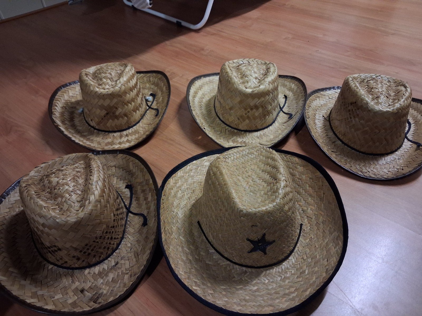 5x Strooien Cowboyhoeden, Ophalen, Gedragen, One size fits all