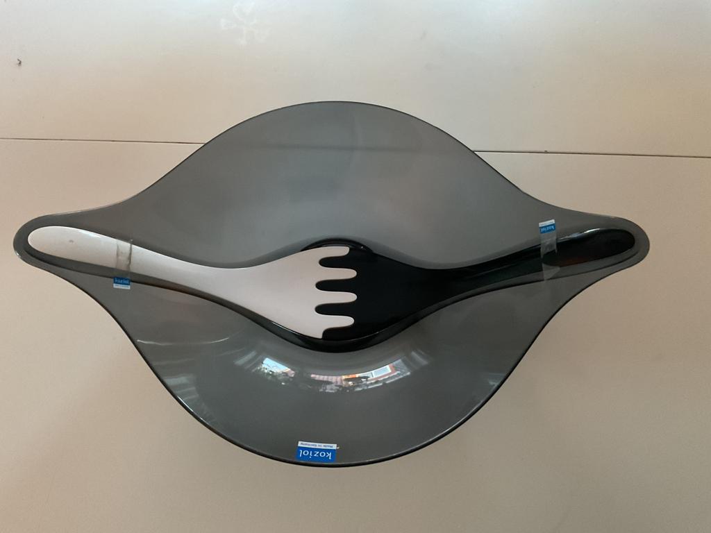 Koziol leaf saladeschaal xl in antraciet, Overige materialen, Nieuw, Ophalen of Verzenden, Schaal of Schalen