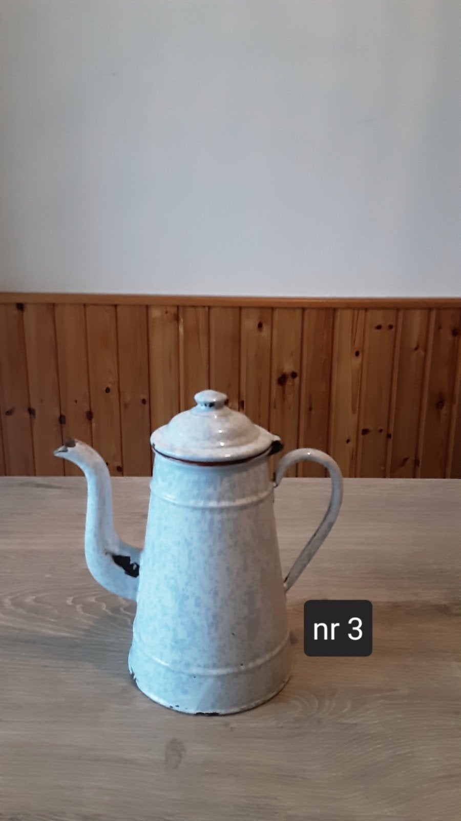 EMAILLE GEADERDE KOFFIEPOT., Ophalen of Verzenden