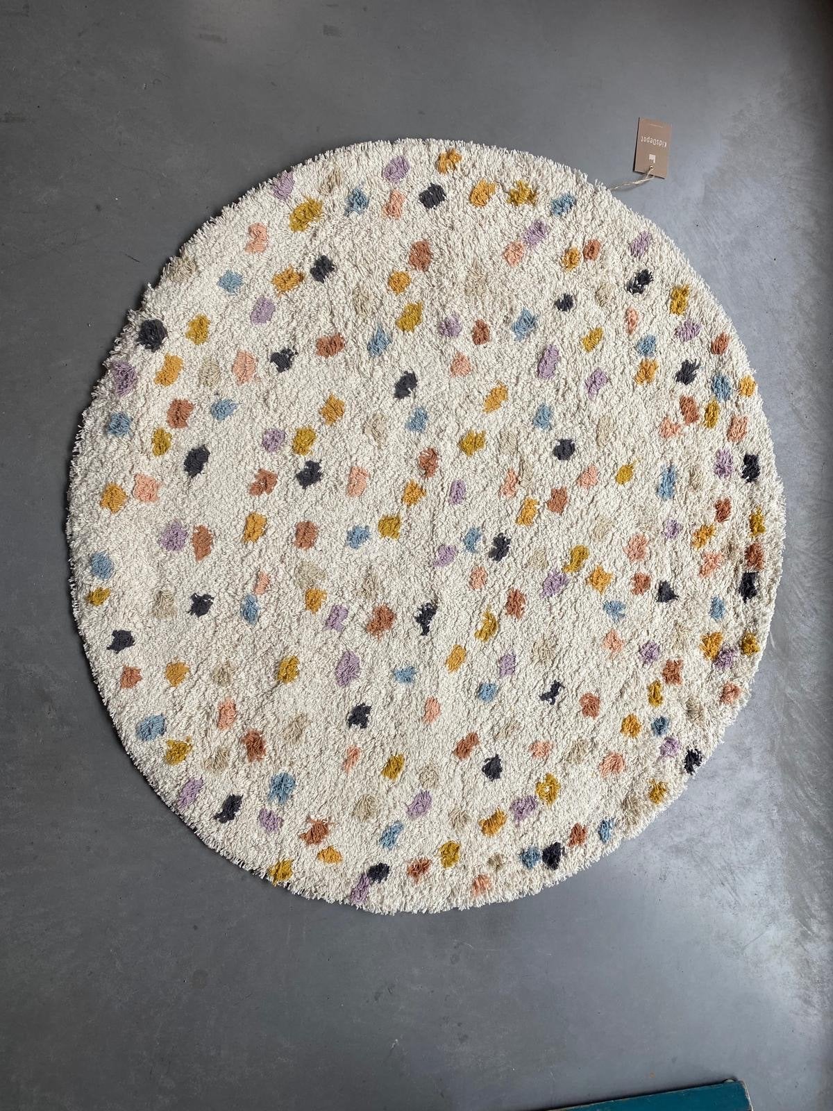 Kidsdepot Cato vloerkleed Ø 110 cm multi-color, 100 tot 150 cm, Beige, Rond, Nieuw
