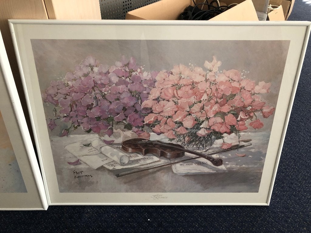 5x illustratie in lijst o.a.Thomas Leung en Mike Fitzpatrick, Ophalen, Zo goed als nieuw, 75 tot 100 cm, Overige typen