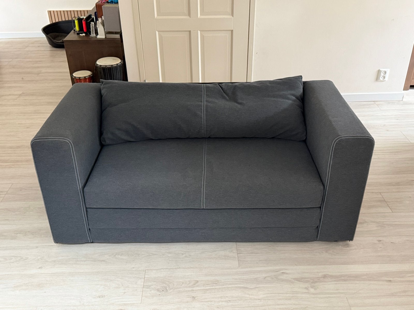 IKEA ASKEBY slaapbank - Donkergrijs, Ophalen, Gebruikt, Twijfelaar, 120 cm