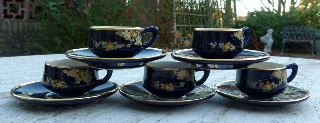 Navy Blauw Japans Theeset Soko Porselein Handpainted, Ophalen of Verzenden