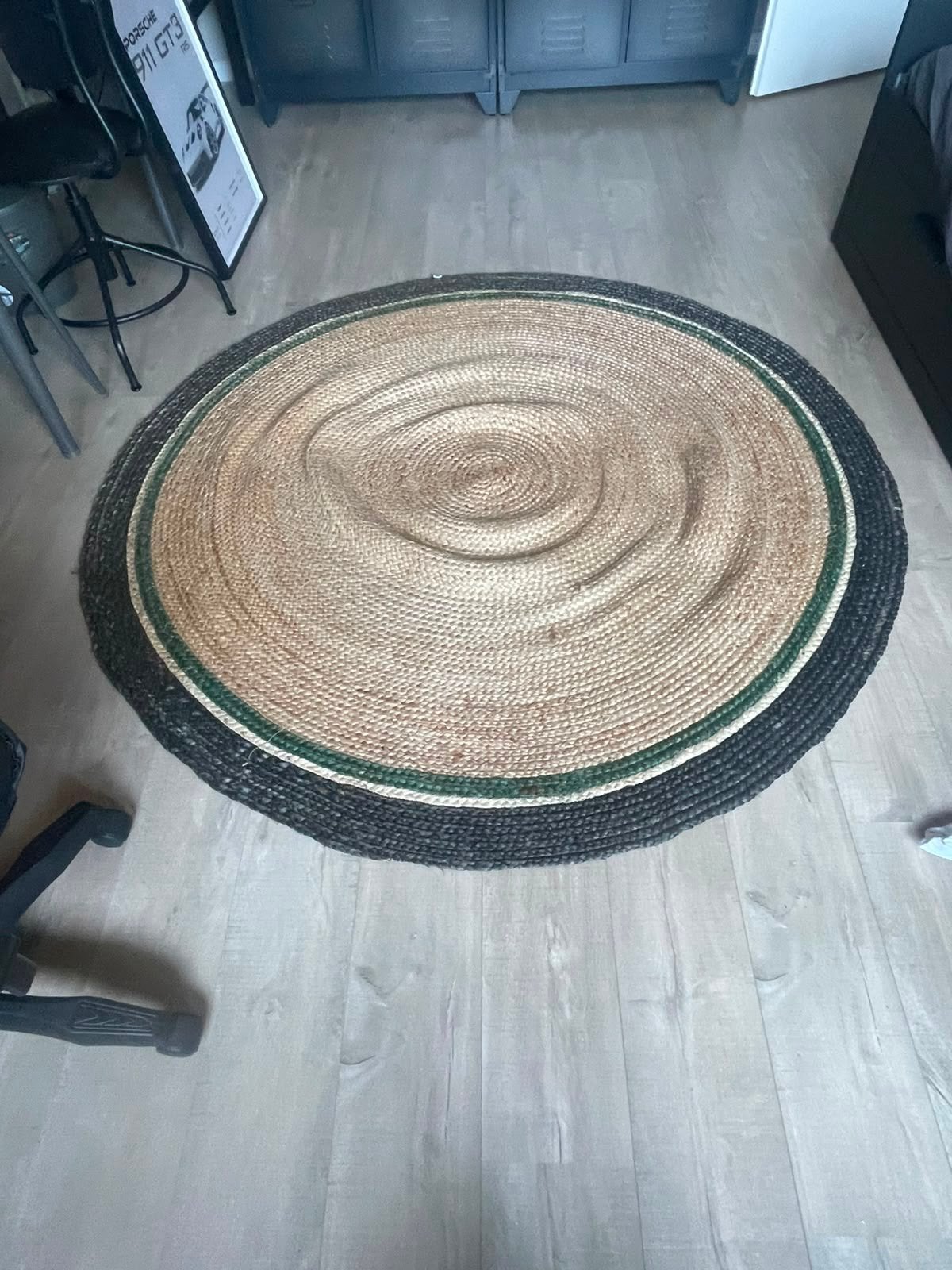 Rond vloerkleed Loods 5, 180 cm doorsnede, Huis en Inrichting, Stoffering | Tapijten en Kleden, Gebruikt, Bruin, 150 tot 200 cm