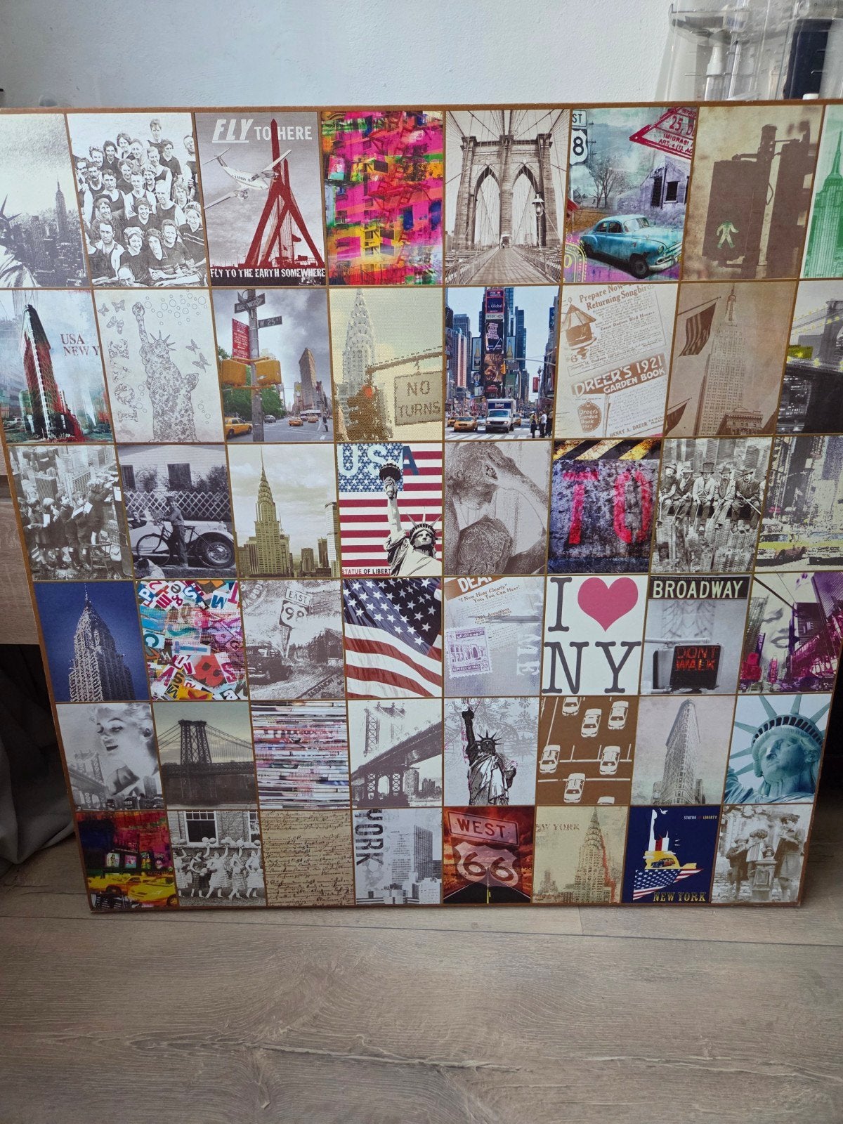 Canvas schilderij New York collage, Ophalen of Verzenden, Zo goed als nieuw, 75 tot 100 cm, Schilderij