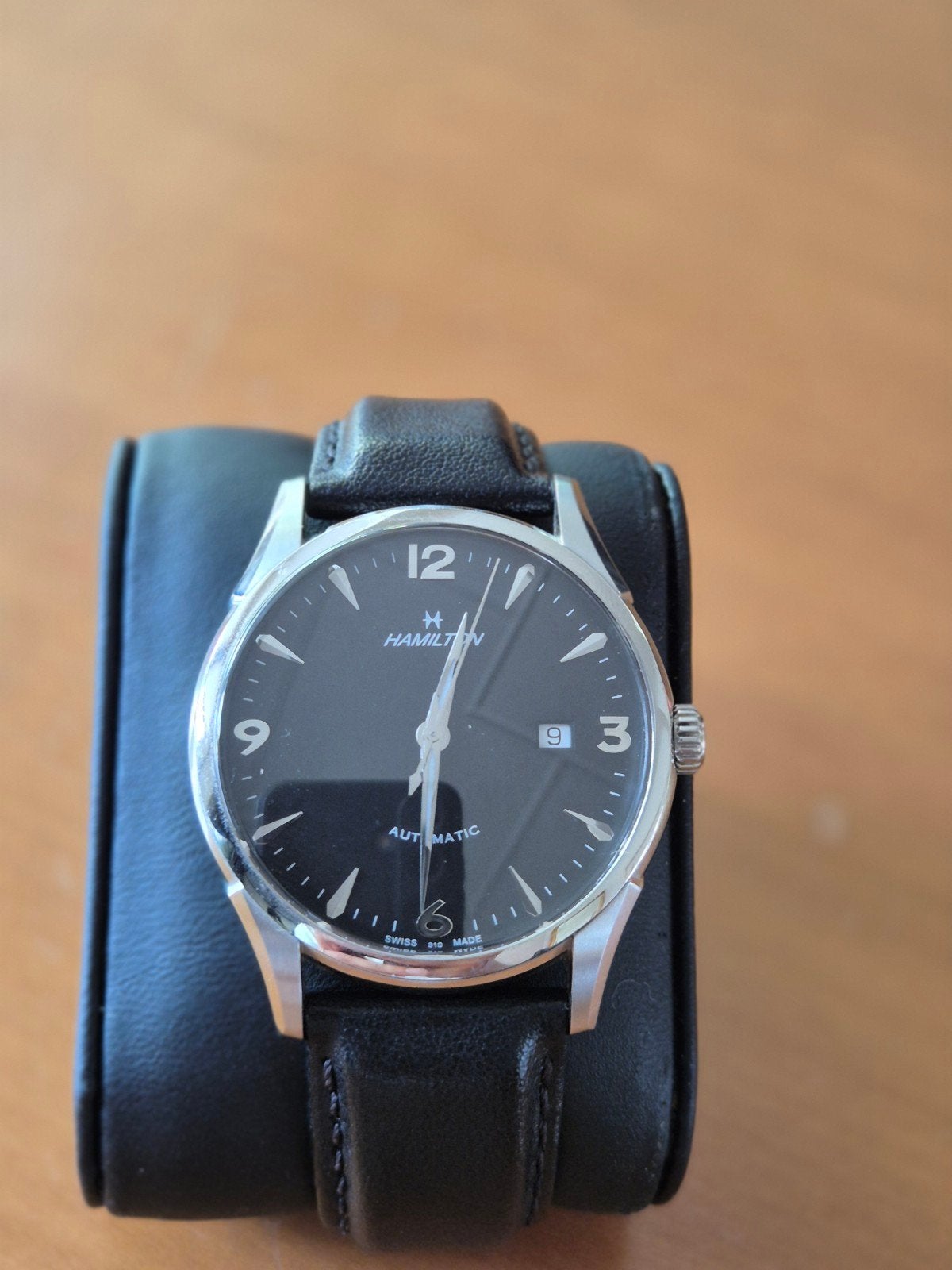 Hamilton Tin O Matic  in uitstekende staat, Overige merken, Leer, Staal, Polshorloge