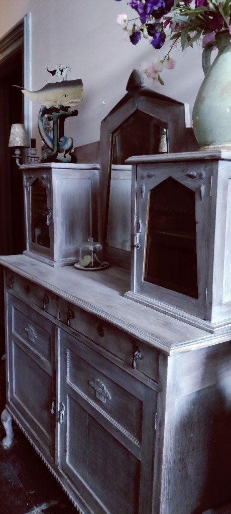 Jugendstil Buffetkast, Huis en Inrichting, Kasten | Buffetkasten, Ophalen, Gebruikt, Met deur(en), Glas