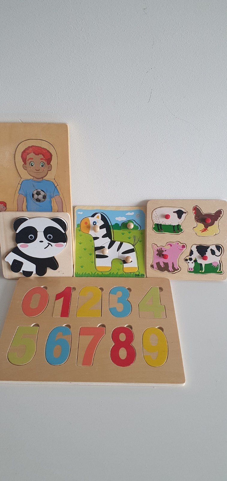 Houten Puzzels voor Kinderen: Cijfers, Dieren en Meer, Ophalen, Gebruikt, 10 tot 50 stukjes, Van hout