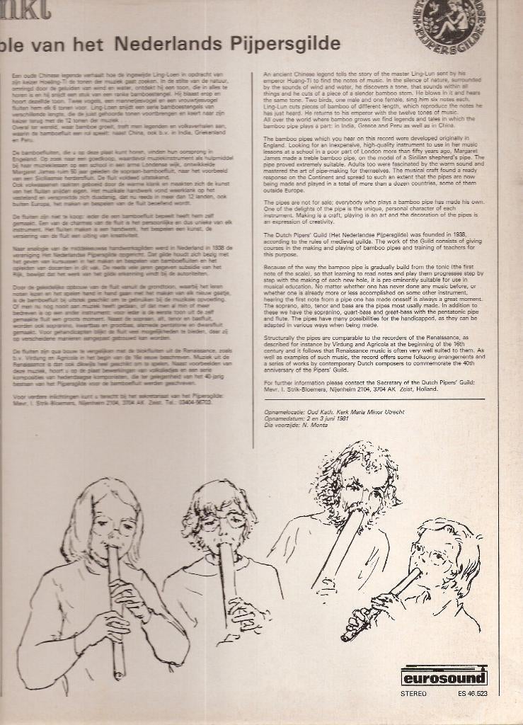 Bamboe Klinkt Fluit ensemble Nederlandse Pijpersgilde(vinyl), Ophalen, Gelezen, Algemeen