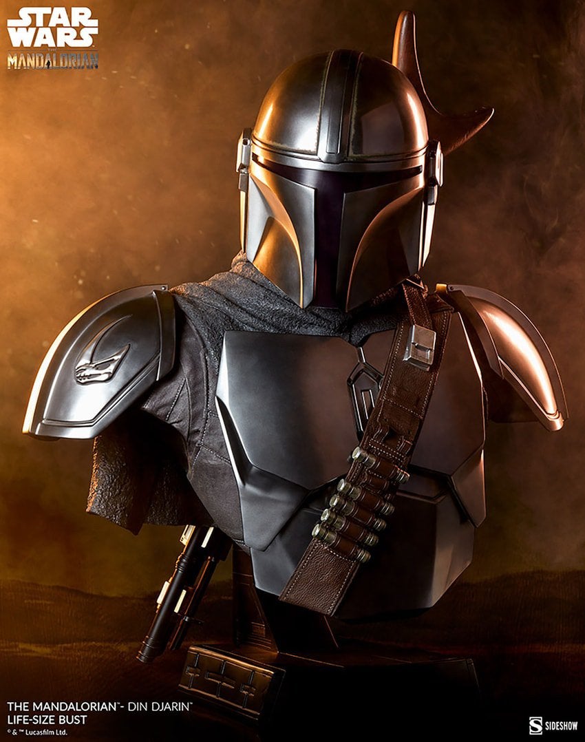 Sideshow Mandalorian Life size bust Star Wars Boba Fett, Verzamelen, Ophalen, Zo goed als nieuw, Beeldje of Buste