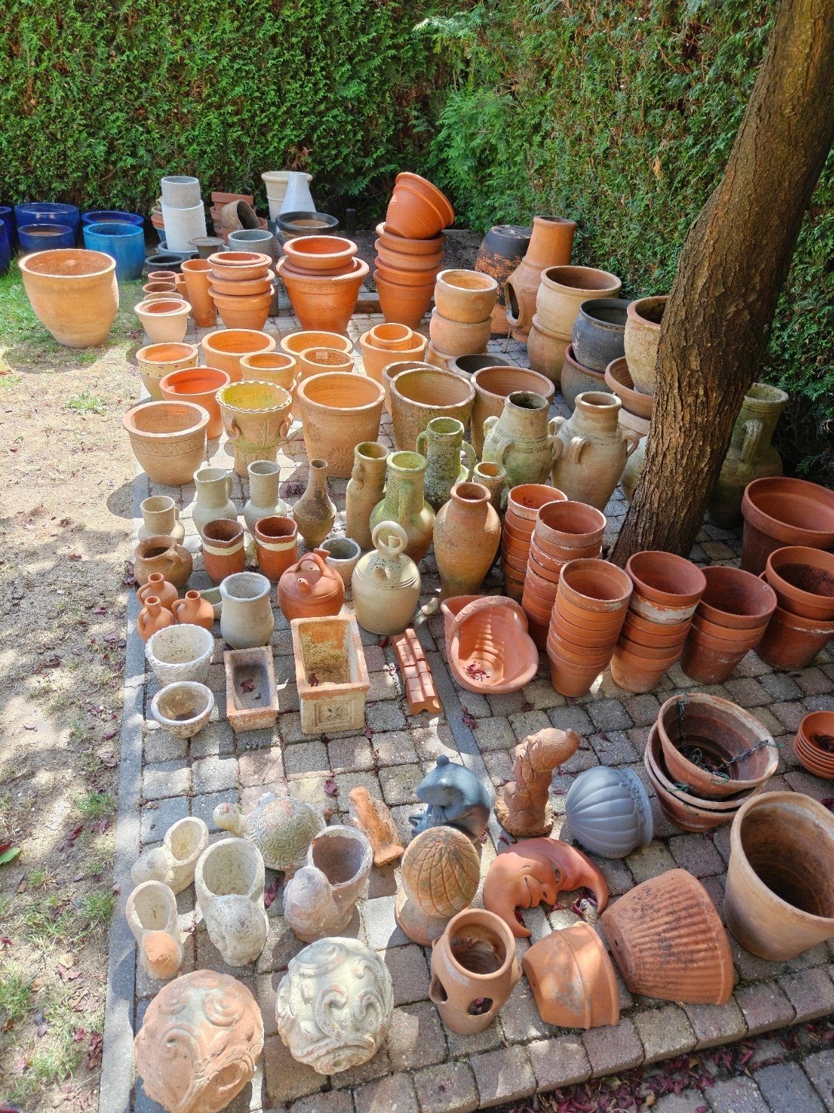 Terracotta potten en decoratie tekoop., Tuin en Terras, Bloempotten, Ophalen, Rond, Minder dan 25 cm, Minder dan 40 cm