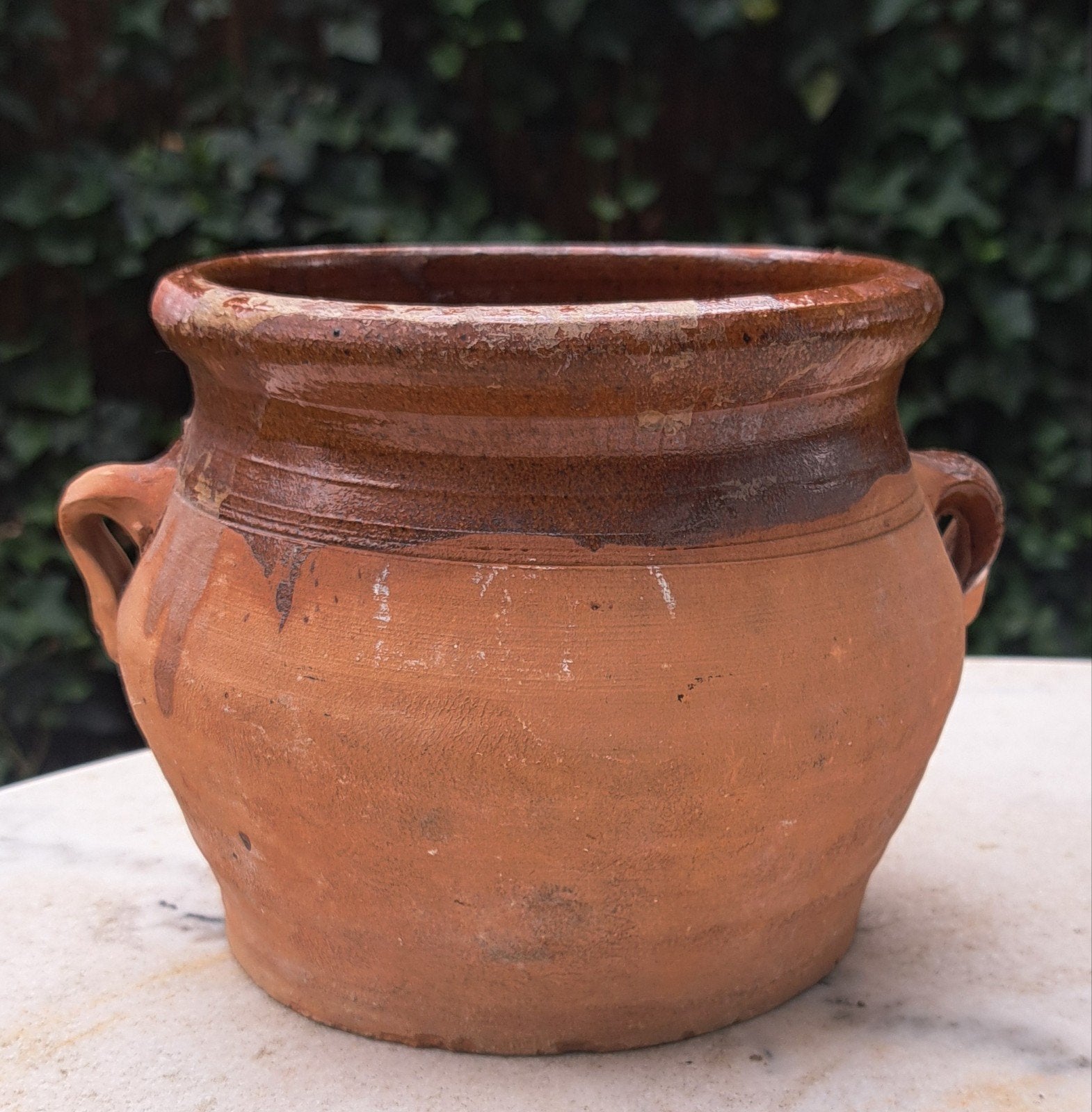 Antieke confit terracotta pot rond schoon, Antiek en Kunst, Ophalen of Verzenden