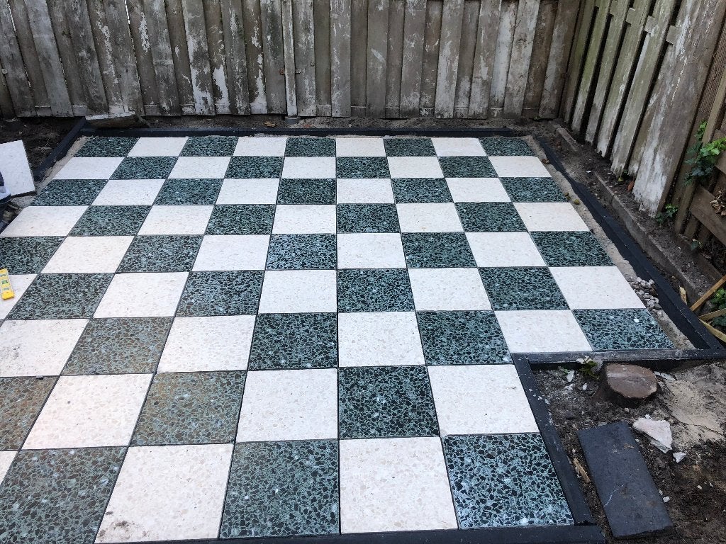 Restpartij granito marmeren tegels, Ophalen, Gebruikt, Natuursteen, Terrastegels
