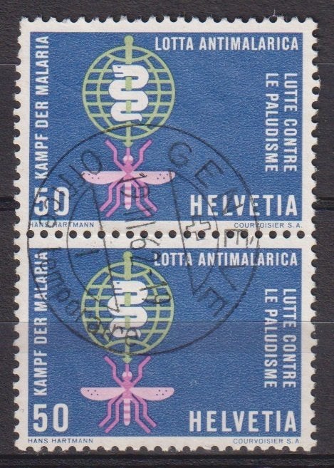 Zwitserland 1961 Strijd tegen Malaria in paar, Verzenden, Gestempeld, Overige thema's
