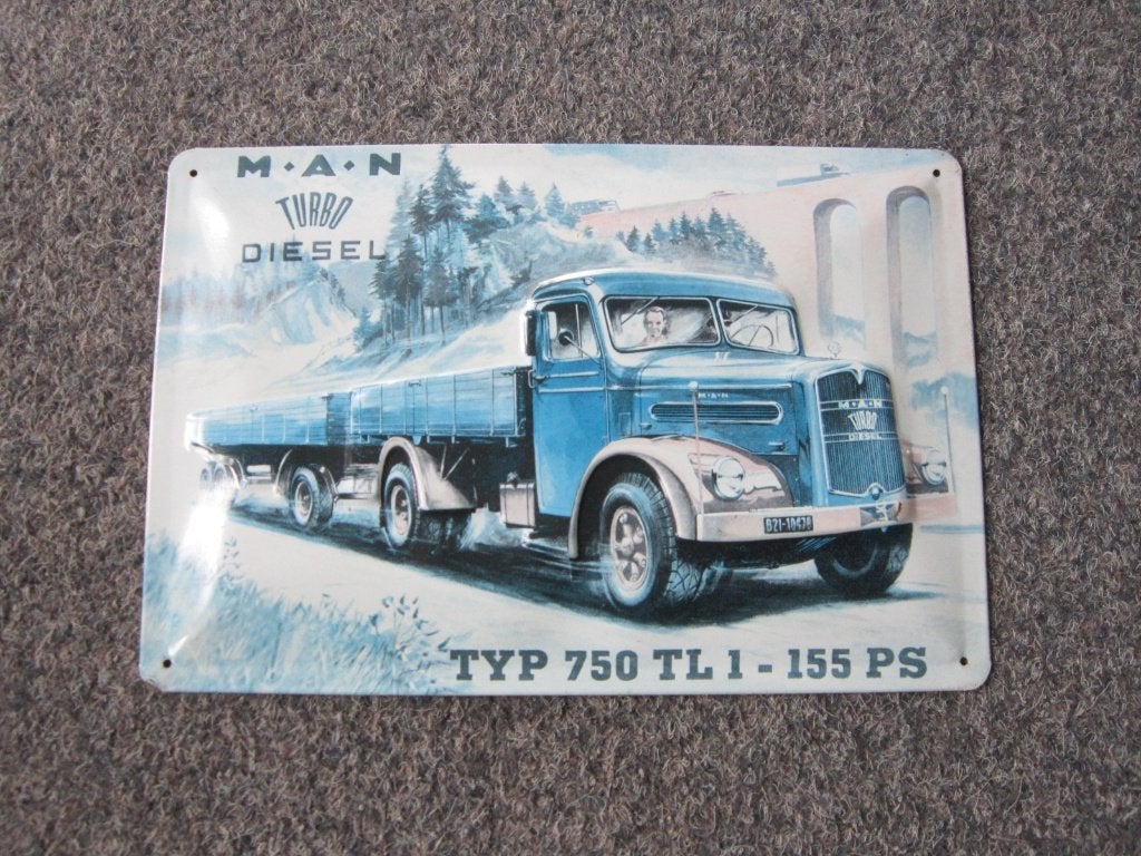 MAN TRUCKS BLIKKEN RECLAMEBORD, Ophalen, Gebruikt, Reclamebord